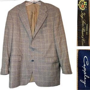 LORO PIANA Copley mens blazer 48 BROWN houndstooth wool 2 button single breasted